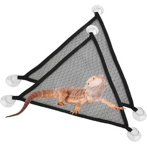 Bearded Dragon Hammock, Lizard Hammock, 2 Pieces Breathable Mesh Reptile Hammock for Lizard, Iguana, Snake, Hamster, Crested Gecko, Chameleon (Black)
