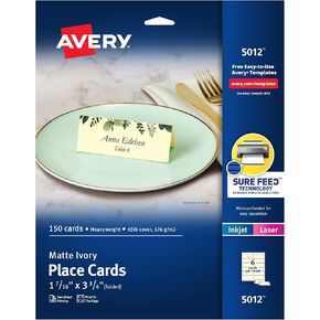 بطاقات خيمة قابلة للطباعة Avery مع تقنية التغذية المؤكدة ، 2 "× 3.5" ، أبيض ، 160 بطاقات مكان فارغة للليزر أو طابعات الليزر (5302)