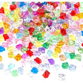 SUNNYCLUE 320Pcs Colorful Vase Fillers Acrylic Gem Decor Bulk Transparent Small Nuggets Faux Diamonds Crystals Imitation Ice Rock Cubes No Hole Gems for Party Home Table Beach Centerpieces Decoration