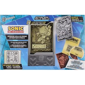 Exquisite Gaming: Digiplate Starter Pack - Modern Sonic The Hedgehog: Green Hills Zone - 3 Collectible Metal Cards & Phone Stand, Copper-Gold-Silver