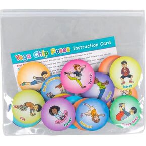 Really Good Stuff Yoga Chips for Kids - 24 Pack -Help Children Calm Down, Exercise, & Focus - Yoga Poses and Mindfulness Activities for the Classroom/Home