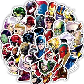 50pcs ملصقات بطل Super Hero المراهقين لزجاجات المياه ملصقات الأبطال الخارقين المقاومون للماء للأطفال المراهقين اللطيفين ملصقات أساطير كوميدية لطيفة لجهاز الكمبيوتر المحمول Hydroflask Journaling