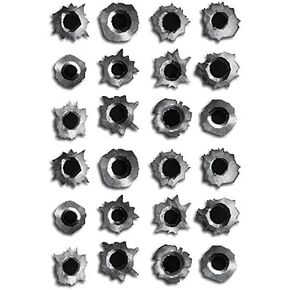 Decals by Haley 24 Pack of Bullet Hole Stickers Ultra-Realistic Fake Bullets - Safe for Paint - Laptop car Truck auto Body Scratch and dent Cover Prank Funny Gunshot Sticker Fake Bullet Gun Shot