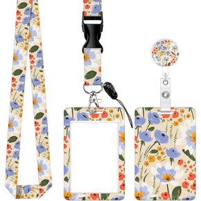 ID Badge Holder with Breakaway Lanyard, Retractable Badge Reel,Lanyards for Id Badges，Work Name Tag Breakaway Lanyard ID Card Protector Case for Teacher Nurse Work Office(Forest Camouflage)