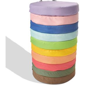 Round Flexible Floor Cushion with Handle, 600D Waterproof Oxford Fabric Floor Seating for Home, Daycare, Preschool, Classroom and Meditation (10)