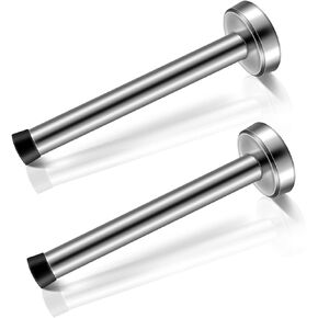 Door Stop 2 Pack, Long Door Stopper, 6 Inch Large Modern Brushed Metal Doorstop Door Holder with Mute Rubber Tip, Heavy Duty Commercial Stainless Steel Solid Door Stopper Wall Protector