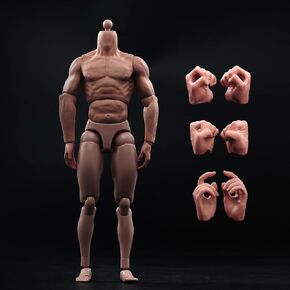 1:6 Scale Nude Male Figure Body, Europe/Asian Skin Muscular Body Model Man Action Figure Fit 12Inch Doll Without Head Sculpt for Head with Neck (MX02-A)