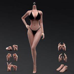 1/6 Scale Female Body ，Make Up Female Body with Clothes Super Flexible Joints Miniature Action Figure Seamless Body Large Breast for Hobby Collection (240101P Pale Skin)