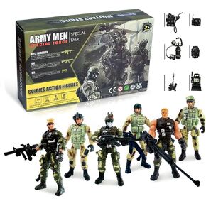 Army Men Action Figures, US Army Men and SWAT Team Toy Soldiers Action Figures ,6 Pcs Special Force Action Figure with Weapons Military Soldier Playset Army Toy Set for Boys 3+