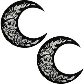 2 Pcs Moon Flowers Embroidered Patch Iron on Patches for Clothing Jackets T-Shirt Backpacks...…