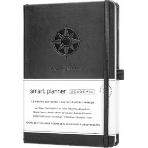 Smart Academic Planner - A5 Size 8.6 x 5.7 inches - Undated Daily Planner for School - Daily, Weekly, and Monthly Scheduling - Student Planner for Maximizing Focus and Productivity (Black)