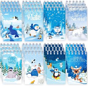 qhqqwzxqc 24 Pcs Winter Mini Notebook Winter Polar Animals Polar Bear Penguin Winter Party Favors Polar Animals Spiral Pocket Notebook for Kids Winter Holiday Birthday Party Goodie Bag Gift Stuffer
