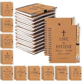 10 Christian Bible Notebooks with 10 Pens, Spiral Journal Bulk Prayer Notes Christian Religious Gifts for Family Friends Colleagues
