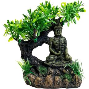 Tfwadmx Aquarium Buddha Statue Decoration Resin Furniture Ornament Underwater Landscape for Fish Rest Sleep