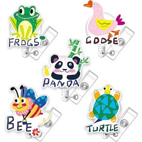5 Pcs Badge Reel Retractable Name Tag ID Clip Holder Mental Health&Be Kind for Nurses Nursing Student RN Pediatric Teacher Funny Office Work Accessories ﻿