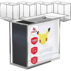 Evoretro Clear Acrylic Display Case for Pokemon Elite Trainer Box - 4 Pack - 4.0mm pokemon pokemon etb case with sliding lid in Kuwait