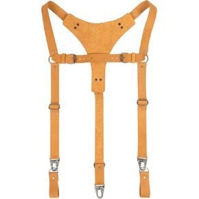 Hide & Groom, Y Back Suspenders with Adjustable Size Straps for Men, Wedding, Heavy Duty, Steampunk Harness, Full Grain Leather, Handmade Accessories, Bourbon Brown