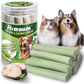 Freeze Dried Cod Dog and Cat Treats, Natural Cod & Catmint Pet Chew Snacks Rich in Omega 3, Dog Training Treats for Teeth Cleaning, Healthy Tasty Treats for Pet, 3.52oz/100g
