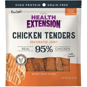 Health Extension Grain-Free Chicken Tenders Dog Treats, 4oz (113g) – Natural, Crispy Gourmet Training Treats for Adult Dogs and Puppies