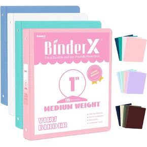 4 Pack Extra Durable 3 Ring Binders 1.5 Inch, Sooez 1.5" Three Ring Binder, Eco-Friendly & PVC Free, Customizable Clear View Cover for Letter Size 8.5 x 11'' Paper, School Office Supplies for Girl