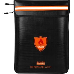 4200℉ Fireproof Document Bag, Important Waterproof Document Holder with Thermal Insulation Layer, Legal Size Fireproof Envelope with Zipper/Reflective Strip