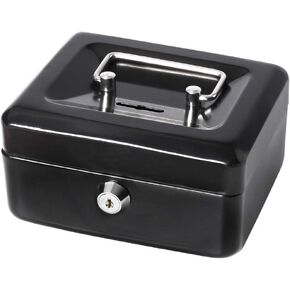 Small Cash Box with Lock and Slot, Decaller Locking Money Box, Metal Coin Piggy Bank for Adults and Kids