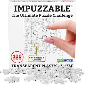 ImPuzzable Insanely Impossible Puzzle: 100, 200, or 500 Piece Clear Jigsaw Puzzle is Clearly The Hardest Most Difficult Puzzle for Puzzle Lovers or a Funny White Elephant Gift! (100 Piece)