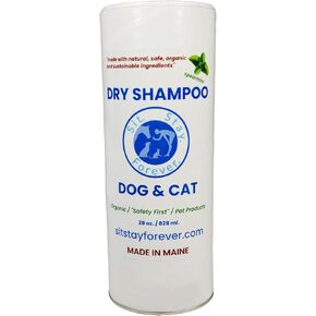 Sit. Stay. Forever. Natural, Dry Powder Shampoo for Dogs & Cats, Organic, Non-Toxic, Hypoallergenic Dog Deodorizer Powder, Anti-Itch & Odor Control, Easy No-Rinse Formula, Safe for Sensitive Skin