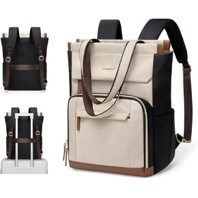 Convertible Daypack Laptop Backpack for Women Men Carry on Tote Backpack Bookbag for College Work Nurse Travel,16Inch,Apricot