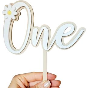 Wood White Daisy One Cake Topper, Daisy First Birthday Decorations, One flower cake topper, Daisy 1st Cake Smash for Baby Boy Girl