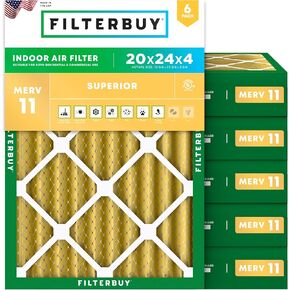 Filterbuy 14x14x2 Air Filter MERV 11 Allergen Defense (6-Pack), Pleated HVAC AC Furnace Air Filters Replacement (Actual Size: 13.50 x 13.50 x 1.75 Inches)