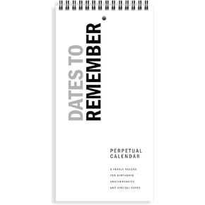 Perpetual Calendar, 5" x 10" Minimalist Special Event Reminder Calendar Book, Sprial Monthly and Daily Wall Hanging Organizer for Important Dates, Birthdays, Anniversaries (White)