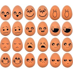 24 Pieces Realistic Bouncing Easter Eggs with Emoticon Faces | Bouncy Rubber Toy Food Pretend Eggs Playset | Fake Eggs Funny Prank Toys Party Favors Goodie Bag Fillers Or School Rewards
