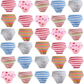 Colorful Doll Underwear Clothes Fits 11.5 Inch Dolls - Striped Flower Solid Color Random Pattern Elastic Doll Accessories 30 Piece