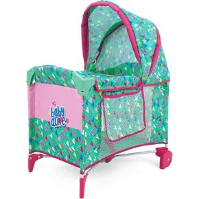 Baby Alive: Deluxe Doll Play Yard - Pink & Rainbow - Fits Dolls Up to 18", Retractable Canopy, Easy Maneuvering, Folds for Travel & Storage, Pretend Play for Kids Ages 3+