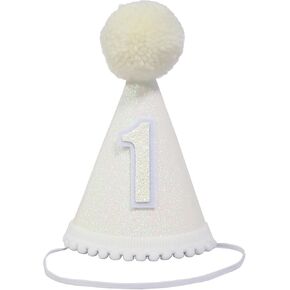 Boho 1st Birthday Hat Costume Headwear - White, Natural Boho Decorations for Baby's First Birthday, Party Hat for Baby's 1st Birthday