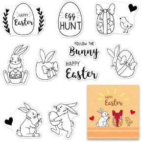 Easter Rabbits Background Clear Stamps for Card Making Decorative Easter Animals Background Transparent Silicone Stamps for DIY Scrapbooking Supplies Embossing Paper Card Album Decoration Craft
