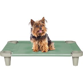 Acrimet Cooling Elevated Pet Dog Bed Cot for Small Dogs, Washable and Breathable Mesh Fabric, Stainless Steel Frame, Indoor & Outdoor Use, (Size: 26"x 20") (Green Color) (1 Unit)