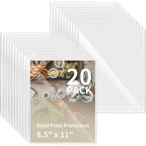 20 Pack 8.5" x 11" Hard Plastic Sheet Protectors, Rigid Print Protectors, Clear Waterproof Protectors, Paper Sleeves Photo Plastic Sleeves Hard Plastic Document Holder, Birth Certificate Protector