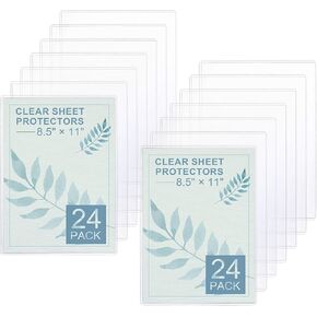 24 Pack 8 1/2" x 11" Rigid Sheet Protectors, Clear Hard Plastic Sheet Protectors Print Page Protectors Heavy Duty Plastic Sleeves Ideal for Magazine Posters Photo Page Document School Office Business