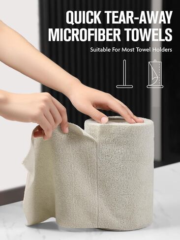 Fantasticlean Microfiber Cleaning Cloth Roll -60 Pack ، والمناشف الخالية من الورق ، و 8 "× 8" ، وخرق قابلة للاستخدام قابلة لإعادة الاستخدام ، للمطبخ المنزلي ، والحيوانات الأليفة ، والمكتب ، والخارجية الداخلية ، والضغوط والمحمولة (أبيض) in Kuwait