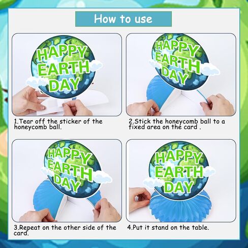 Funmemoir Happy Earth Day Decoration ، 8pcs Happy Earth Day Honeycomb Conceriece Pecortial Protectal Protection Table Decoration for Earth Day Planet Eco Nature Party Decoration in Kuwait