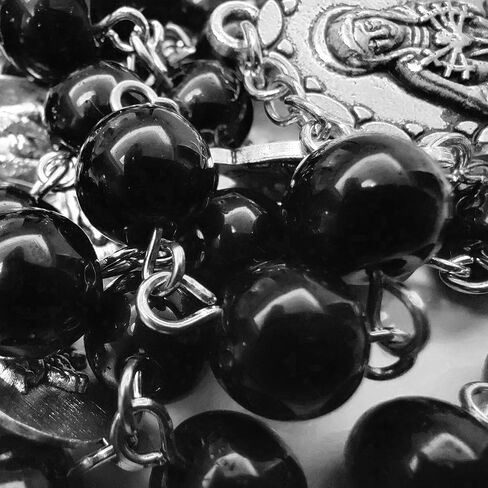 Seven Sorrows Rosary Beads Chaplet Black Artificial Crystal Glass Rosery Catholic gifts in Kuwait