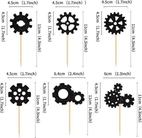 Ercadio 24 Pack Robot Gears Cupcake Toppers Black Cartoon Robot Gears Cupcake Toppers Picks Robot Gear Happy Birthday Cake Decor for Robot Theme Boys Birthday Baby Shower Party Supplies in Kuwait