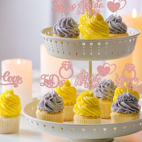 Gyufise 24Pcs Bride to Be Cupcake Toppers Rose Gold Glitter I Do Love Heart Ring Miss To Mrs Cupcake Picks Bridal Shower Cake Decorations for Wedding Engagement Bachelorette Party Supplies in Kuwait