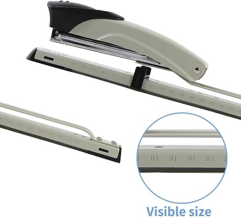 Long Reach Stapler,with 2000 Staples & Stapler Remover Full Strip，20-25 Sheet Capacity,with Built-in Ruler and Adjustable Locking Paper Guide, Gray in Saudi Arabia