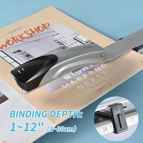 Long Reach Stapler,with 2000 Staples & Stapler Remover Full Strip，20-25 Sheet Capacity,with Built-in Ruler and Adjustable Locking Paper Guide, Gray in Saudi Arabia