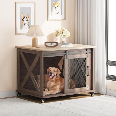 مثالية 37 '' Dog Crate Furniture end table with flip top و sivable stivider ، wooden dog crate table table end in end in end in Kuwait