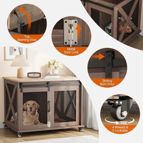 مثالية 37 '' Dog Crate Furniture end table with flip top و sivable stivider ، wooden dog crate table table end in end in end in Kuwait
