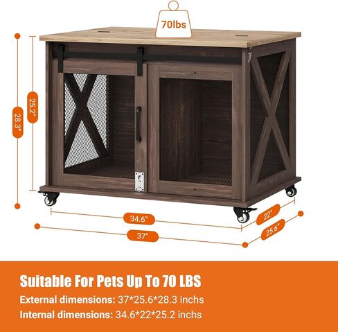 مثالية 37 '' Dog Crate Furniture end table with flip top و sivable stivider ، wooden dog crate table table end in end in end in Kuwait